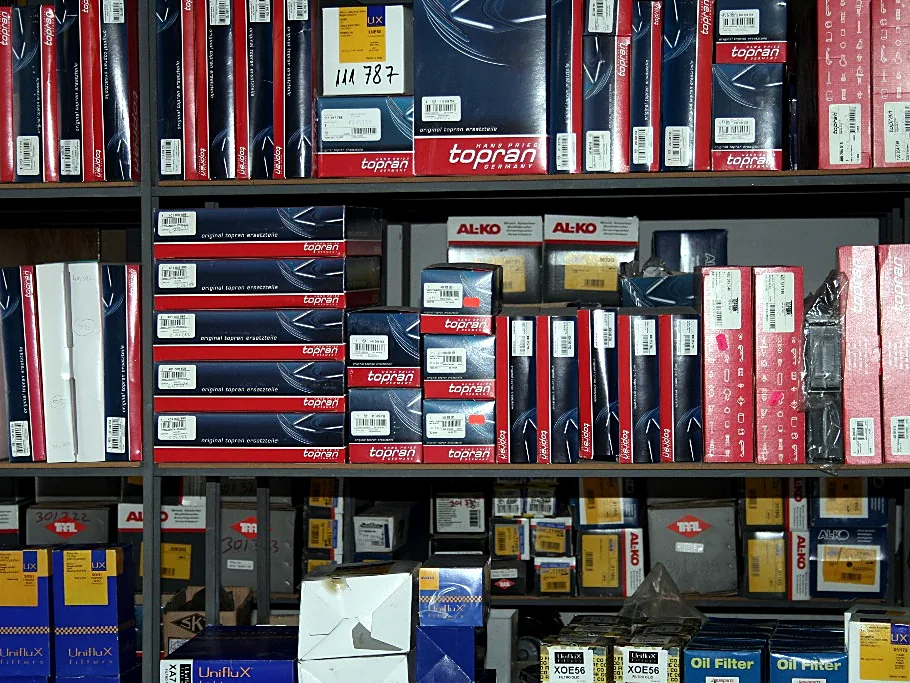 Parts on the shelves
